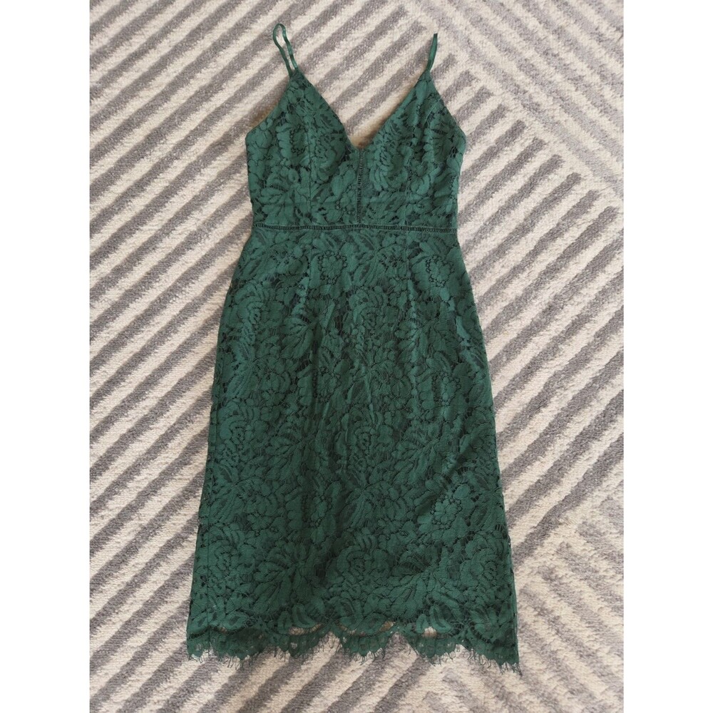 ASTR The Label Lace A-Line Midi Dress in Hunter Green Medium